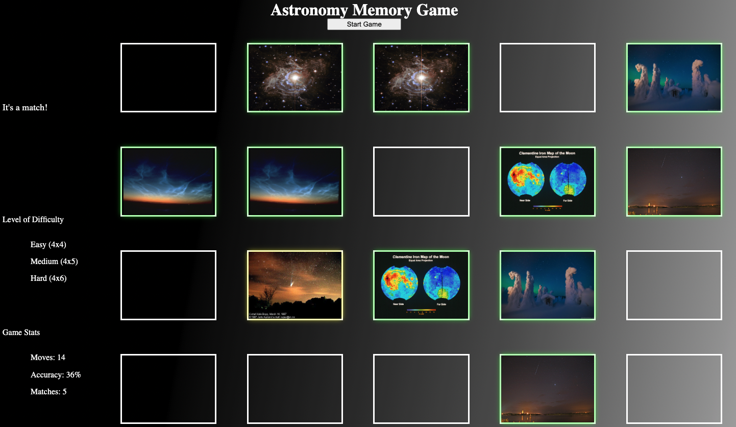 Astronomy Memory Game