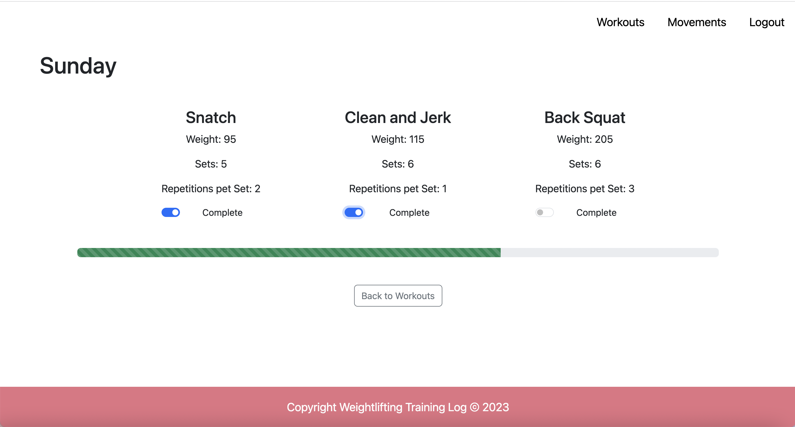 Weightlifting Training Log